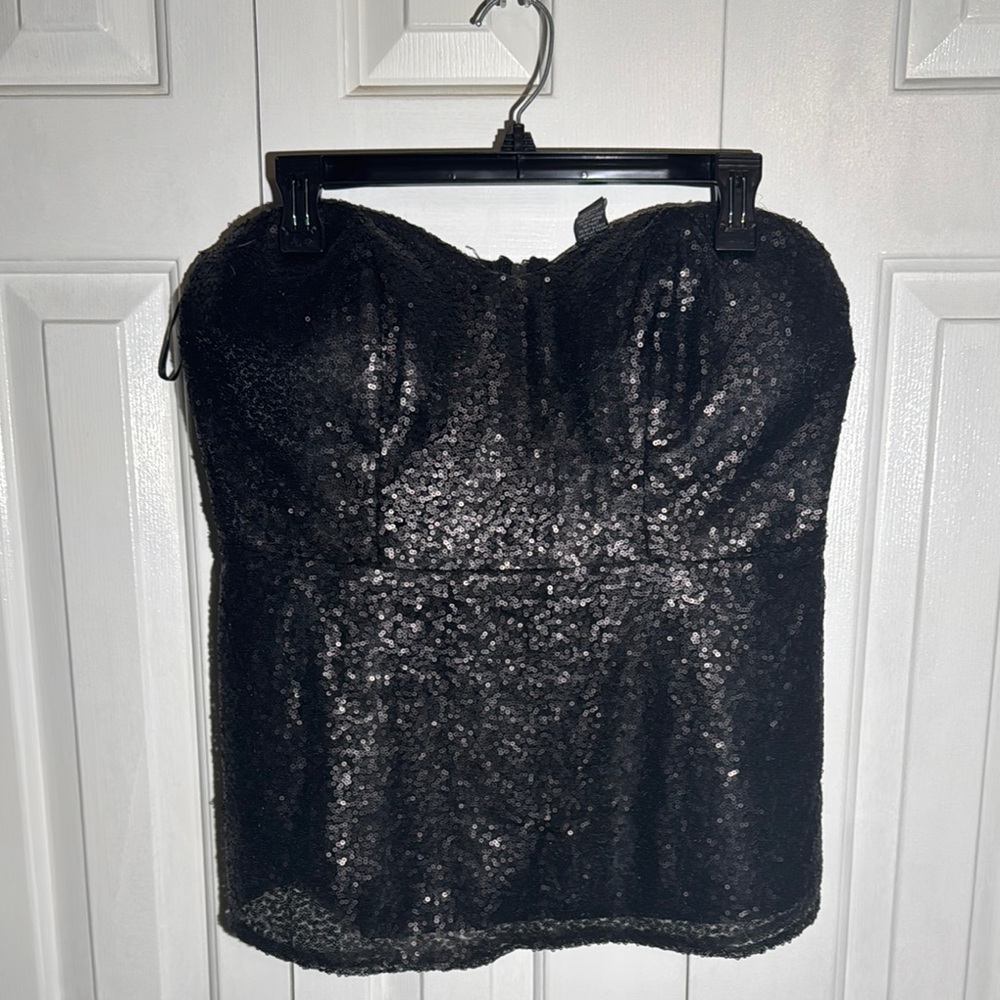 Torrid Black Sequin Strapless Top